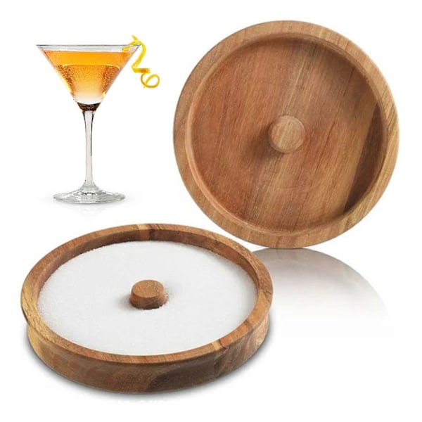 Puinen Margarita Suola Rimmeri Cocktaileille Maku Purkki Suola Dippi Cocktail Sokeri Annostelija Mehu Mauste Laatikko Pyöreä Tarjotin