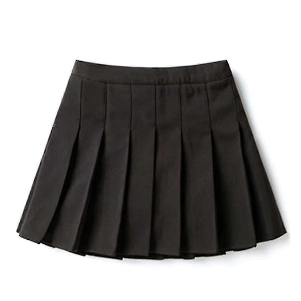 Tyttöjen korkeavyötäröinen pliseerattu vetoketjullinen tennishenkinen skater-minihame (lapset) Black 160cm  13-14 Years
