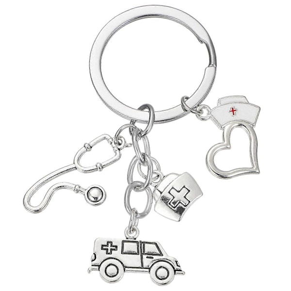 Metall Nøkkelring Medisinsk Ambulanse Minnelegering Nøkkelring Kreativ Nøkkelring Mote Gave Hengende Ornament