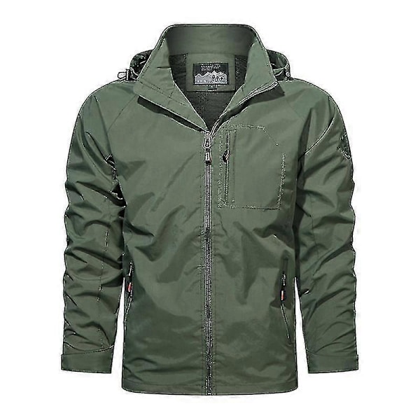 Herre Udendørs Vindtæt Jakke Windbreaker Frakke Vandring Fiskeri Taktisk Plus Størrelse Army green 4XL