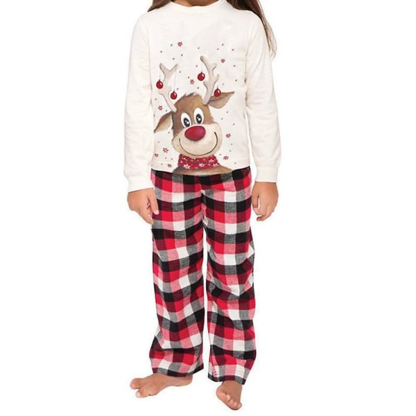 Julfamiljsmatchande set, långärmade toppar med print , rutiga byxor, pyjamas, hemkläder Kid 2-3 Years