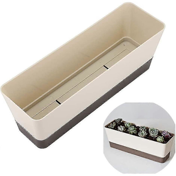 Rektangulär blomlåda, rektangulär blomkruka i plast, utomhus balkongplanteringskärl 30,5 cm, set om 3