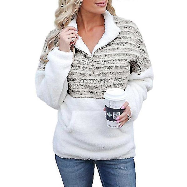 Langærmet varm sweater til kvinder efterår vinter sweater pullover tøj Khaki XL