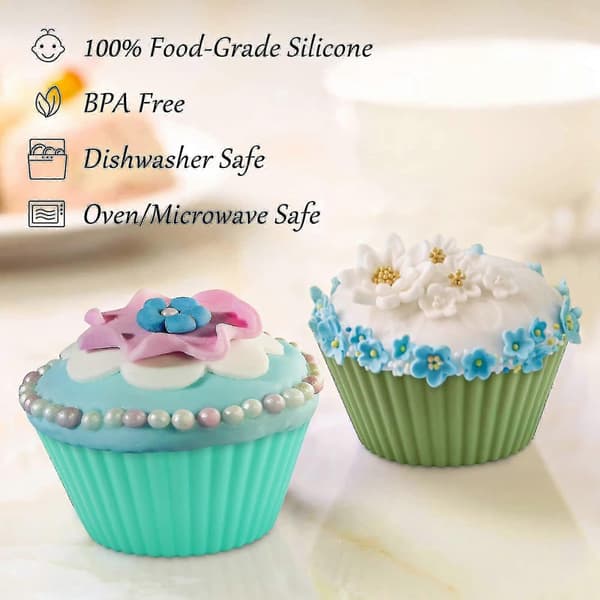 Muffinsformar, 12-pack Återanvändbara Bakformar i Silikon, Non-stick Kakformar, Silikonformar för Muffins