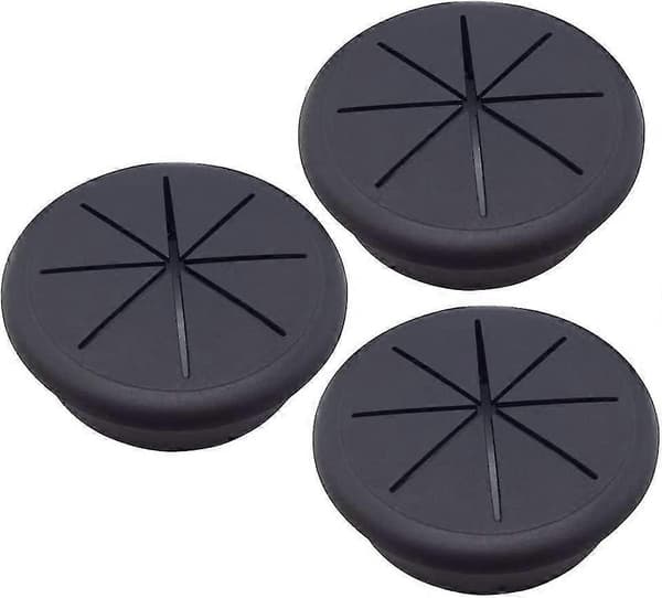 3 stk. Bordgennemføring Sort Ledning Kabel Wire Grommet Pc Computerbord Plastik Gave