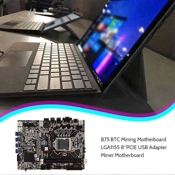 B75 Eth Mining Moderkort 8xpcie Till Usb+g550 Cpu+6pin Till Dubbel 8pin Kabel+switch Kabel Lga1155 B75