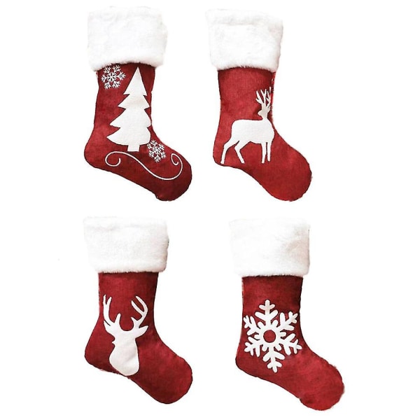 4 st Hängande Godispåse Strumpor Design Julklappspåse Julhänge