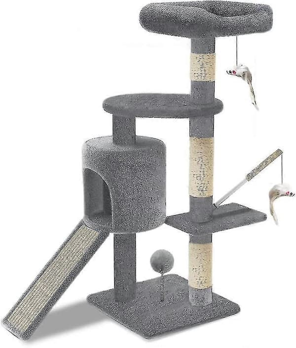 Kattehus med sisal klorebrett Grey L
