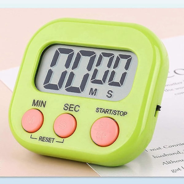 Yaju Køkken Timer Digital Madlavningstimer Magnetiske Timere Til Madlavning Stor LCD-Skærm Høj Alarm Udtrækkelig Stand Og Krog Og Magnetisk Bagside (gre
