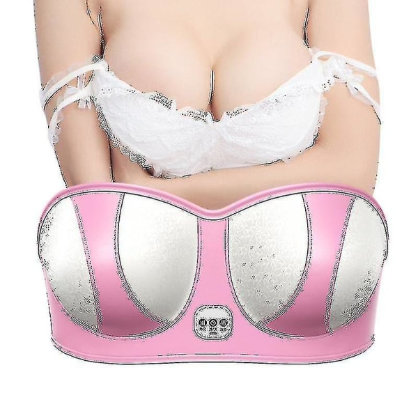 Electric Chest Enlarge Massager Breast Enhancer Booster Heating Breast Stimulator Pink Rechargeable