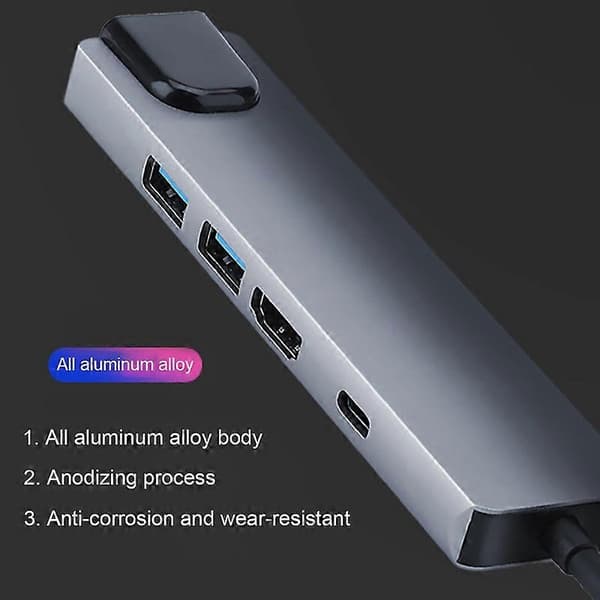 5-i-1 Typ-C till USB3.0 PD Dockningsstation Hub Dock Adapter Konverterare