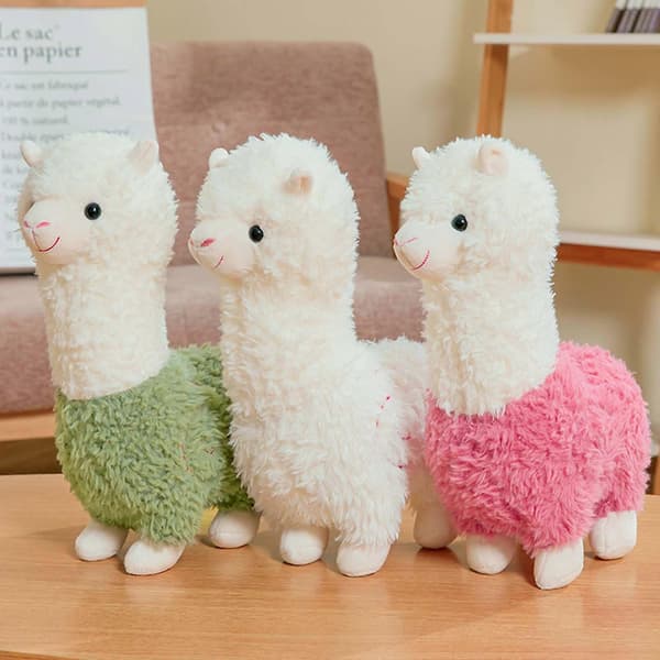 Bomulls Alpaca Docka Sovrumsdekoration Spädbarnssäng/Soffa Avkoppling Julklapp White 28cm