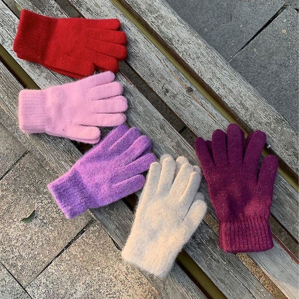 1 par Vinter Elastiska Ull Cashmere Cykelkörhandskar Hel Finger Vantar Dam Herr Mode Utomhus Skidhandskar Camel