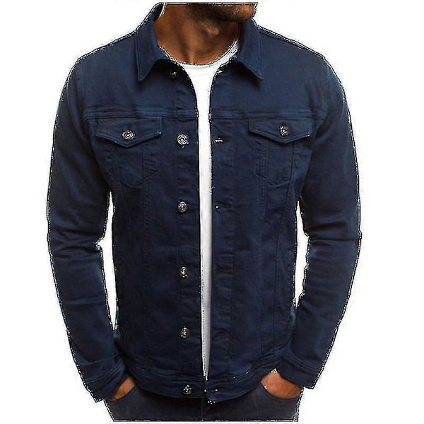 Denimjakke for menn, kort, slim fit Navy Blue 3XL