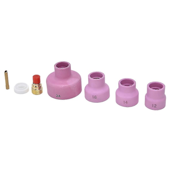 TIG Gaslins-kit med 7 st Keramiska Koppar Elektrodhållare och PTFE Frontskydd för WP 9 20 25