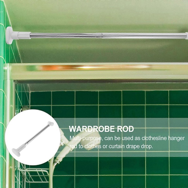 1 stk. Punch Free Klesstang Rustfritt Stål Dusjforhengstang Uttrekkbar Spennstang for Baderom Garderobe (Hvit)