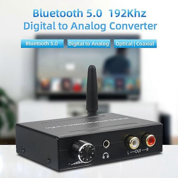 Bluetooth DAC Digital til Analog Audio Konverter med Bluetooth Mottaker med Volumkontroll