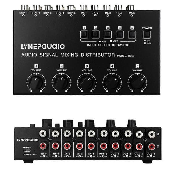 5 ind 5 ud Audio Frekvens Signal Vælg Lyd Mixing Distribuer Enhed/Input Switch/ RCA Interface