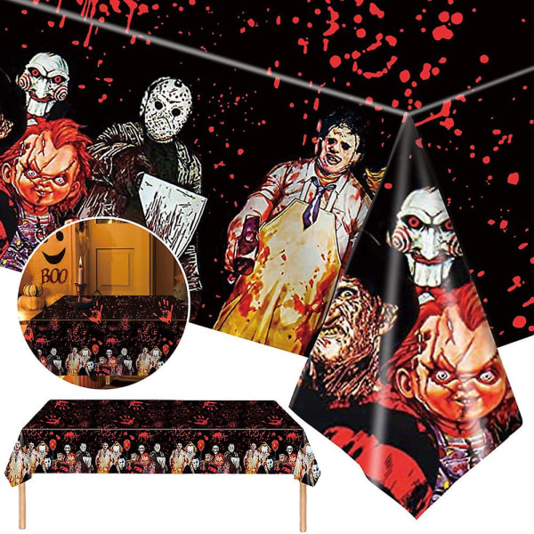 Skräckfilm Plastbordsduk Halloween festtillbehör rektangulär engångsvattentät duk Heminredning