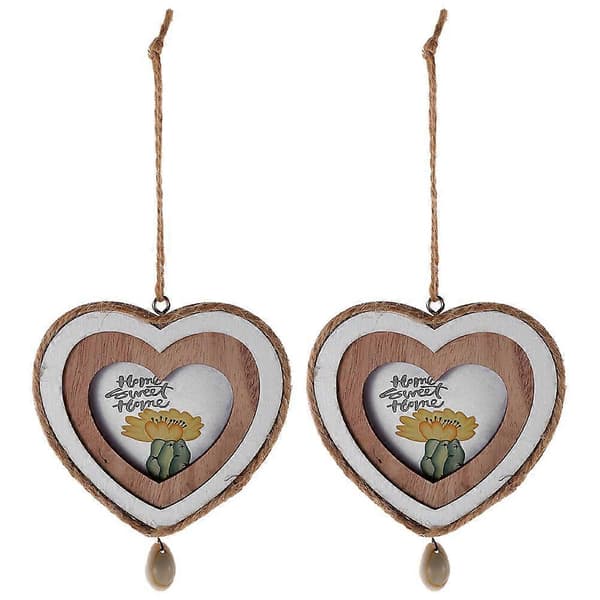 2 st Trä Bildram Ornament Hjärta Form Trä Bildram för Litet Hus Dekor