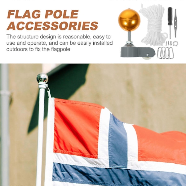 1 Set Professionell Flaggstång Tillbehör Reparationssats Flaggstångskula Utomhus Flaggstångslina