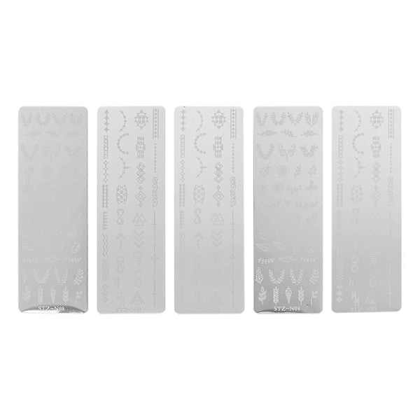 5 ark mode negle stempling plader neglekunst skabeloner manicure forsyninger