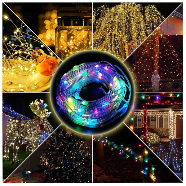 Färgglada fjärrkontrollljus för jul Vattentät flerfärgad ljusslinga för julfest 20M 200 Lights