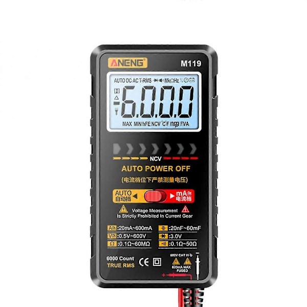 M119 Kannettava Digitaalinen Monimittari 6000 Lukua Multimetro Avometer Transistorin ja Kondensaattorin Testaaja