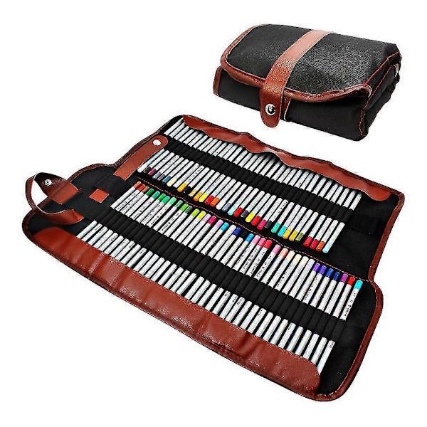 Penneholder, 72 Assorterte Fargede Blyanter Organizer, Rullbar Vaskbar Canvas Pennveske For Skole