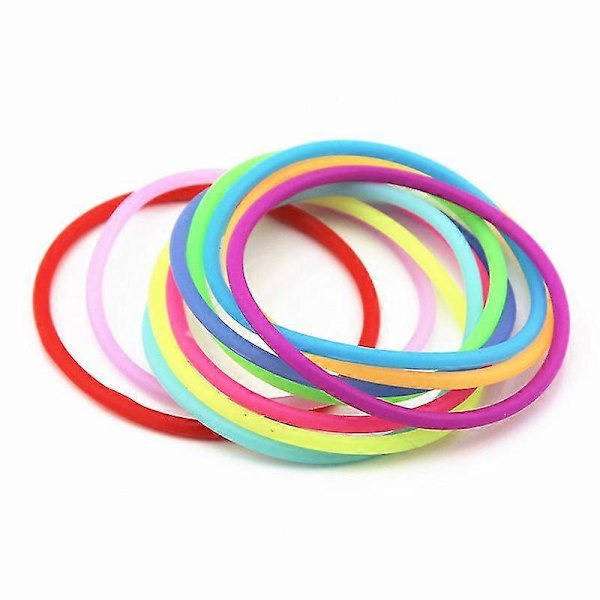 50 Stk. Selvlysende Silikone Jelly Armbånd 80'er Hårbånd Flerfarvet Regnbue Silikone Armbånd Festgaver Håndleds Armbånd Vintage BH