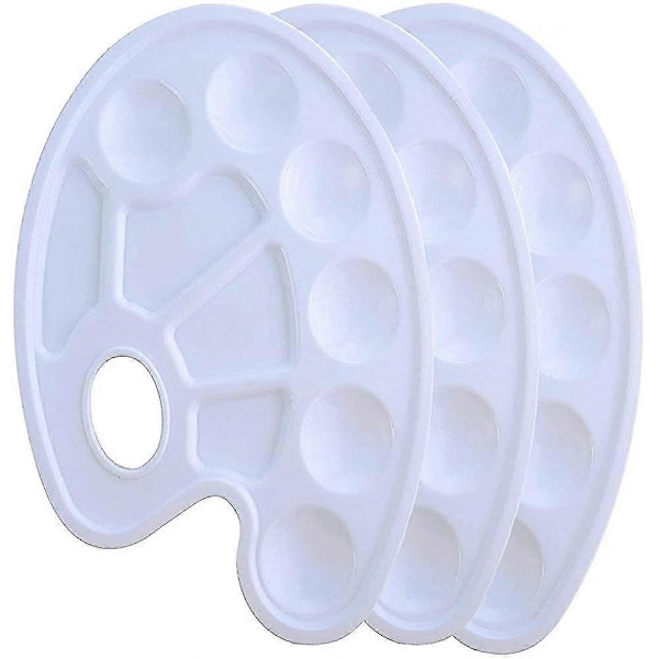 3 stk. Gave Én Palette Gratis Hvid Oval Plastik Malepalet