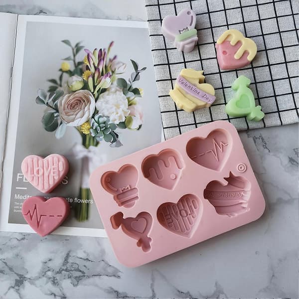 Hjerteform DIY Kageform Silikone 6 Hulrum Valentinsdag Slikform til Bagning