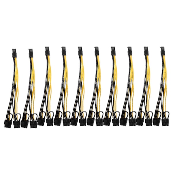 10 stk. 6-pin til dobbelt PCIe 8-pin (6+2) billedkort PCI Express strømadapter GPU VGA Y-splitter forlænger
