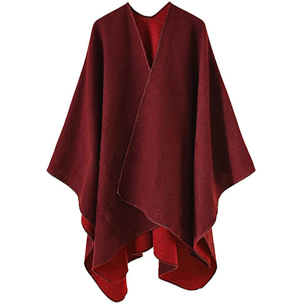Sjal Reversibel Ensfarget Åpen Front Cardigan Wrap For Kvinner red