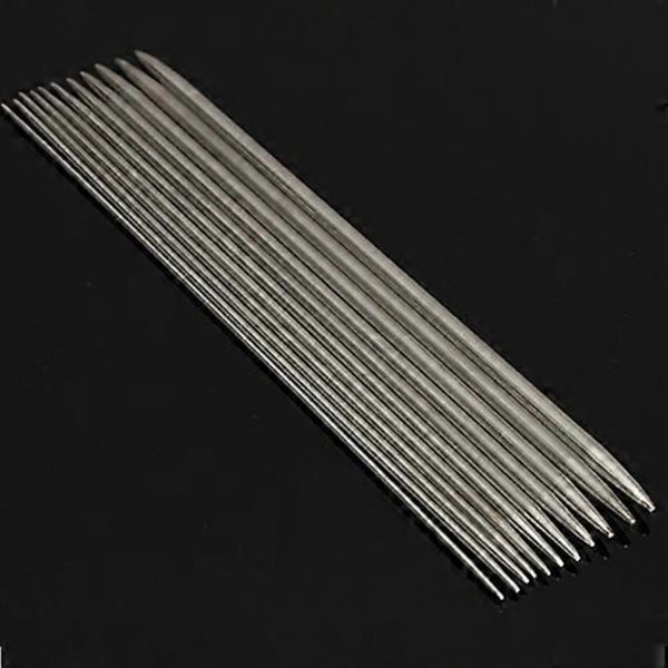 55 stk. 2 mm–6,5 mm strikkepinner i rustfritt stål med doble spisser