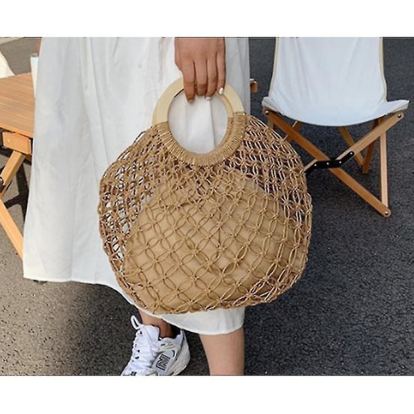 D96 Outdoor Beach Bag Hollow Halm Woven Bag Dam Woven Bag Portable Fash Vacat Bag S