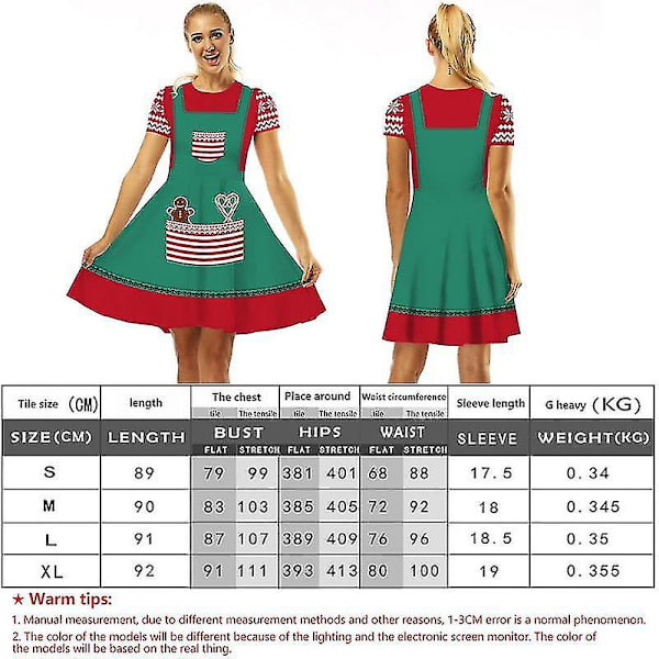 Fula Jultröjor Röda och Gröna A-linjeformade Julklänningar Dam Kortärmad Casual A-linjeformad Julklänning För Julfest L