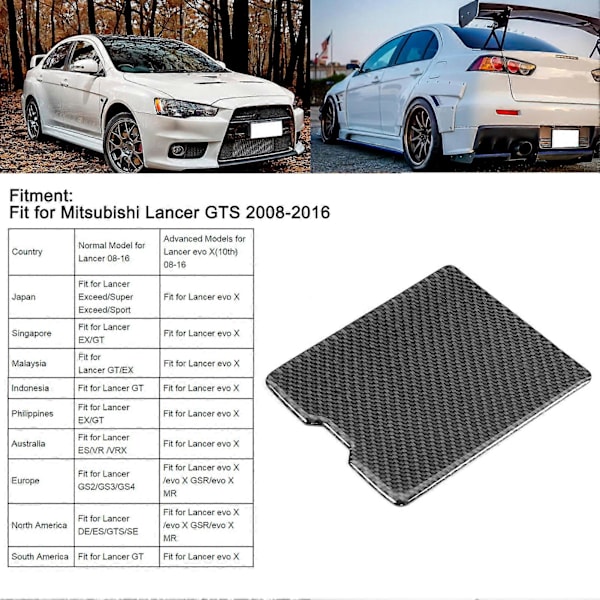 Kolfiber Förvaringsbox Panel Trim Skydd Passar Mitsubishi Lancer 2008?2016