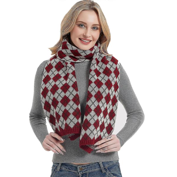 Mjuk damscarf Klassisk Tofs Pläd Vinter Julklapp red