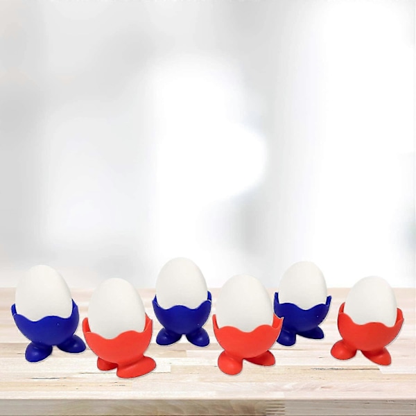 6 stk. Silikon Eggeholdere Enkel Morsom Serveringskopp Egg Søtt og Fargerikt Design Serverer Hardkokte Egg