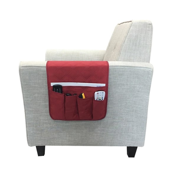 5 Fickor Förvaringspåsar Soffa Stol Fåtölj Caddy Multi fickor Organizer Hållare Påse Wine Red