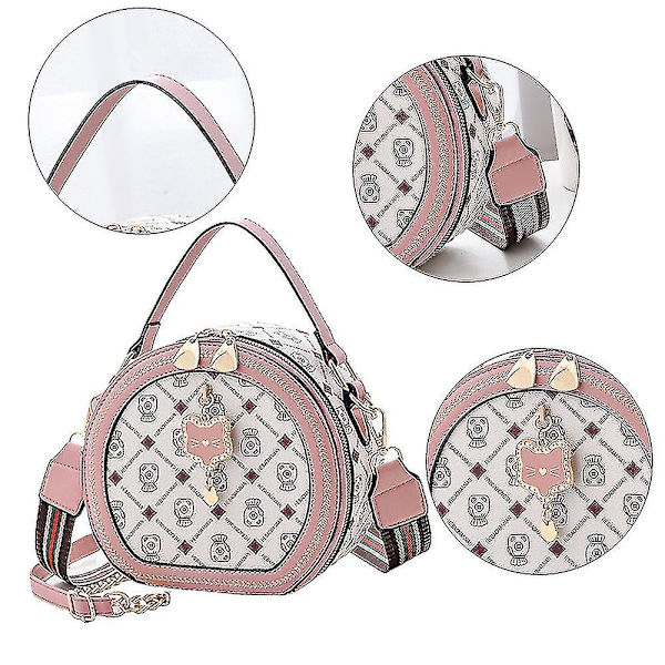 Stilig skulderveske for kvinner, jenter, messenger bag lommebok Rosa