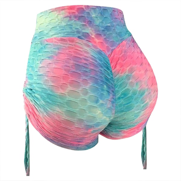Tflycq Mode Kvinnor Korta Flerfärgade Tajta Hög Midja Elastiska Sport Yoga Byxor Red XXL