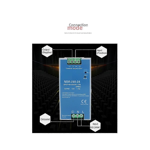 Ndr-240-24 Ultratunn DIN-skenmonterad 24V 10A för industriell drivenhet elektriskt skåp S