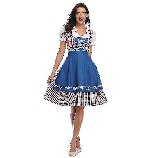 Naisten Oktoberfest Oluttyttö Puku Baijerilainen Perinteinen Dirndl Mekko Cosplay Naamiaisasu Blue M