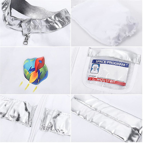 Astronautdräkt för barn, NASA rymddräkt för pojkar flickor unisex, rymd utklädnad cosplay set S