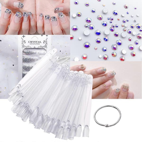 50 stk. Neglekunst Tips Farvepinde Display Vifte Øvelse Starter Ring Klar DIY