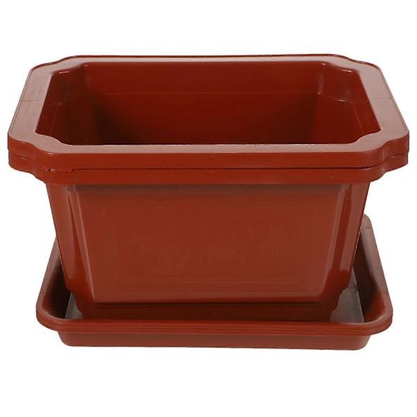 2 Sæt Have Plastik Plantekasse Rektangel Blomsterpotte Bonsai Pot Havearbejde Bonsai Beholdere