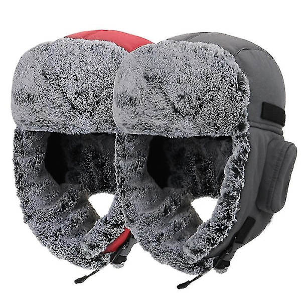 Vinternyhet Herrtrend Lei Feng Hatt Dam Plysch Förtjockning Varmt Öronskydd Utomhusarbete Vandring Ridning Kall Skidpassning Dark Grey