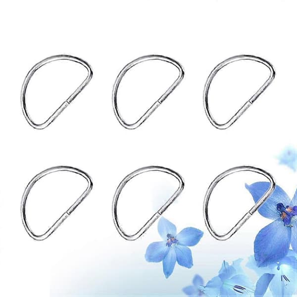 100 STK Metal Skulderrem D Ring Multipurpose Taske Webbing Ring Tilbehør til Bagage Tøj Rygsæk Bælte (Sølv)